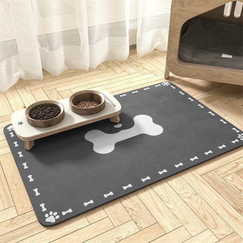 Pet Feeding Mat-Absorbent Pet Placemat Rubber Backing Quick Dry Water Mat For Dog Cat For Food And Water Bowl With Waterproof