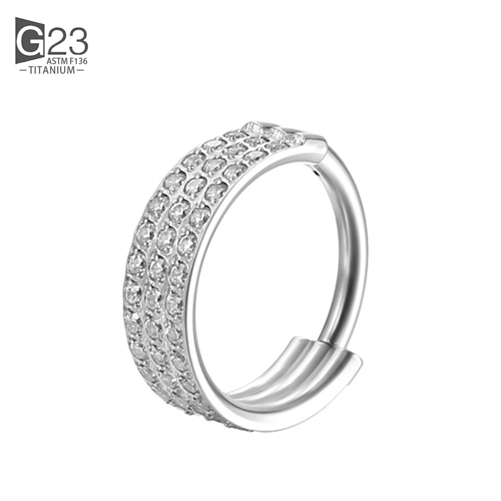 G23 Titan Piercing Doppellagig Dreifach Gestapelt Scharniert Zirkon Nasenring Helix Knorpel CZ Kleiner Knorpel Septum Clicker