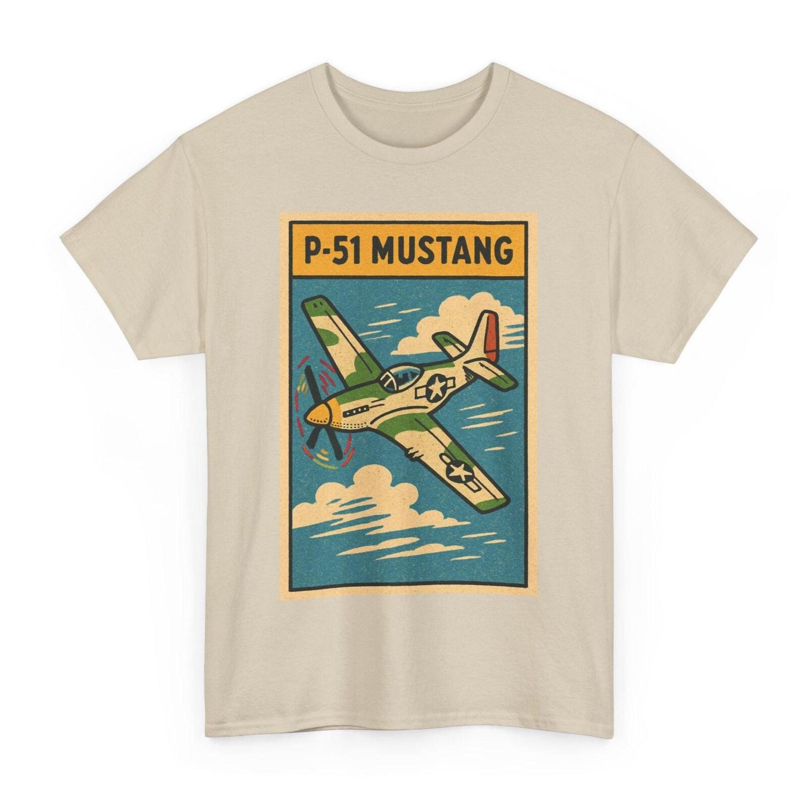 P-51 Mustang T-Shirt: Retro Comic Style WWII Warbird Tee 4XL