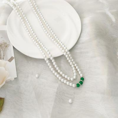 New Chinese Style Multi-Layer Long Glass Bead Necklace for Women