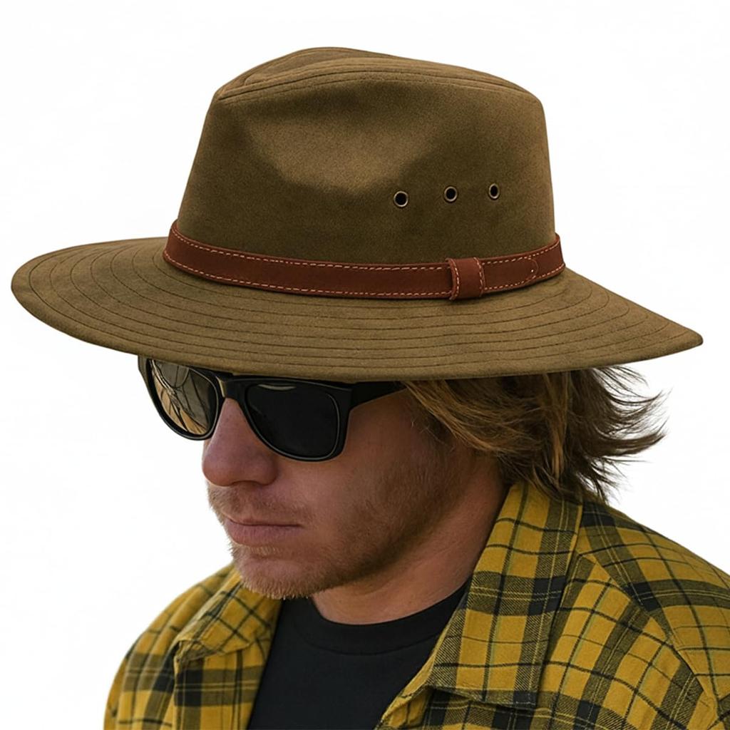 Sunglobe UV Protection Hat Canvas Cowboy Vintage 58cm (Men's) - Hat, Brown, Size
