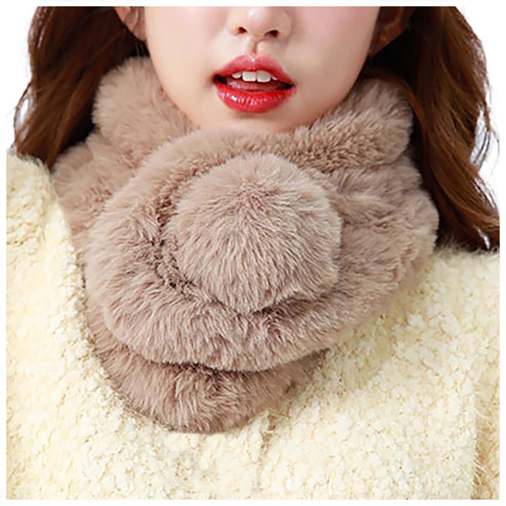 Women's  And Winter Fashion Scarf Thickening Warm Plus Ball Scarf Plush Scarf