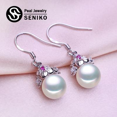 Orecchini di Perle d'Acqua Dolce Naturali Design Geometrico Moda Orecchini a Fiore con Zirconi Cubici per Donna Ragazza Regalo