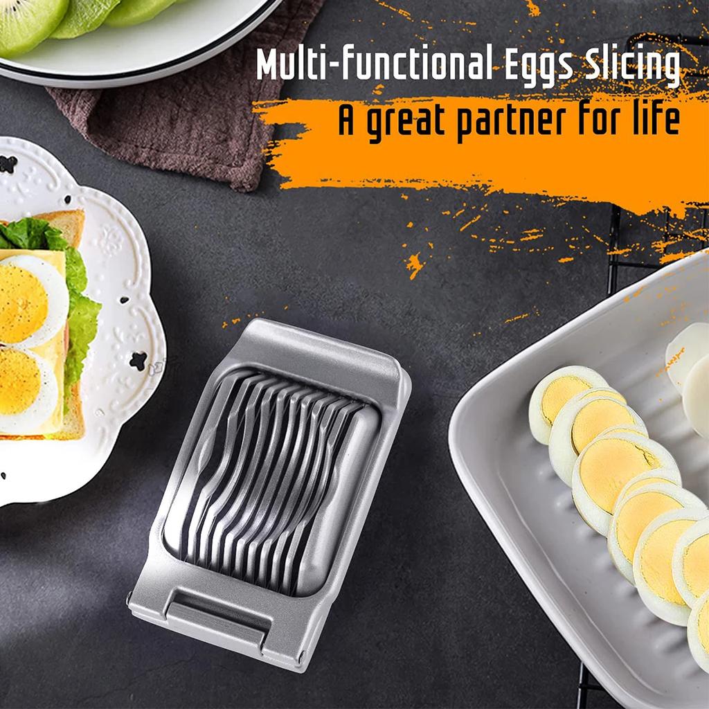 Egg Slicer Heavy Duty Aluminium Alloy Egg Slicer Cutter for Hard Boiled Eggs Multipurpose Egg Cutter Mini Manual Egg Slicer