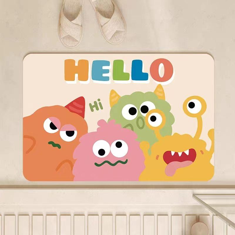 Cute cartoon bathroom absorbent floor mat diatom mud household toilet toilet toilet quick drying non-slip foot pad