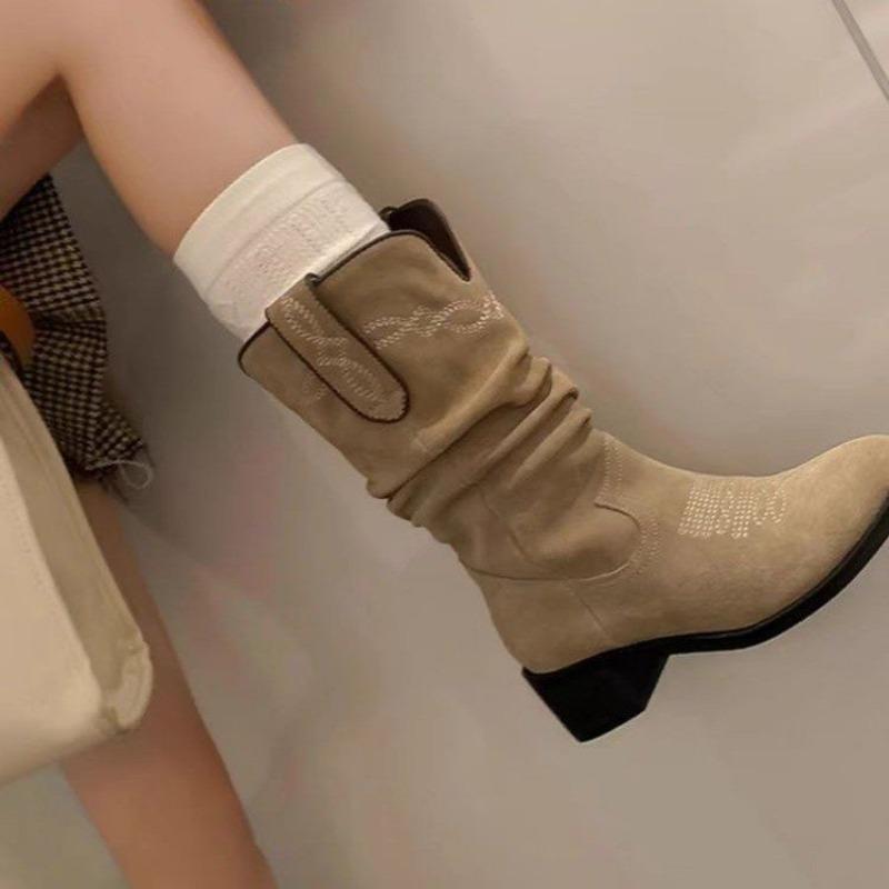 Large size embroidered sleeve fashion boots women's autumn and winter new style retro short boots women