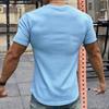 Summer Muscle Fitness Brothers Slim Fit Trendy Brand Short Sleeved Men's Shooting Star Pattern Solid Color T-shirt Training Round Neck T-Shirts Men’s