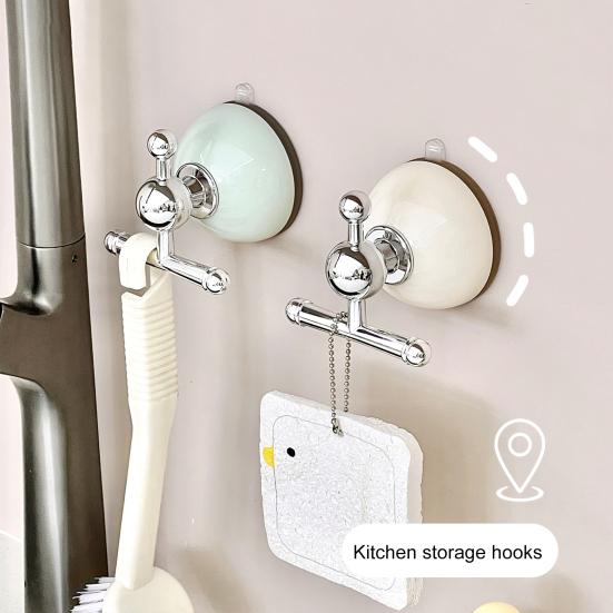 Yousheng Suction Cup Hook Reinforced Suction Cup Base Easy Installation Removable Suction Hanger Heavy-Duty Support Hook