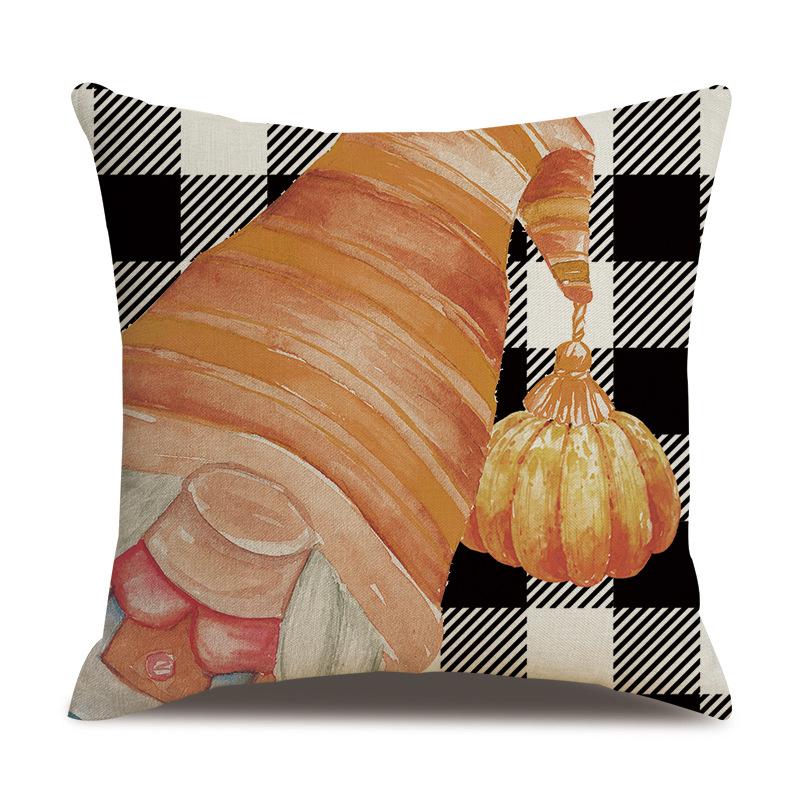Thanksgiving Linen Pillowcase Autumn Pumpkin Print Pillow Cushion Cover