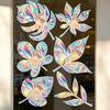 3 Sheets Rainbow Leaf Window Clings Prism Static PVC Window Decals for Bird Strike Prevention Reusable Window Sticker for Glass Doors Windows