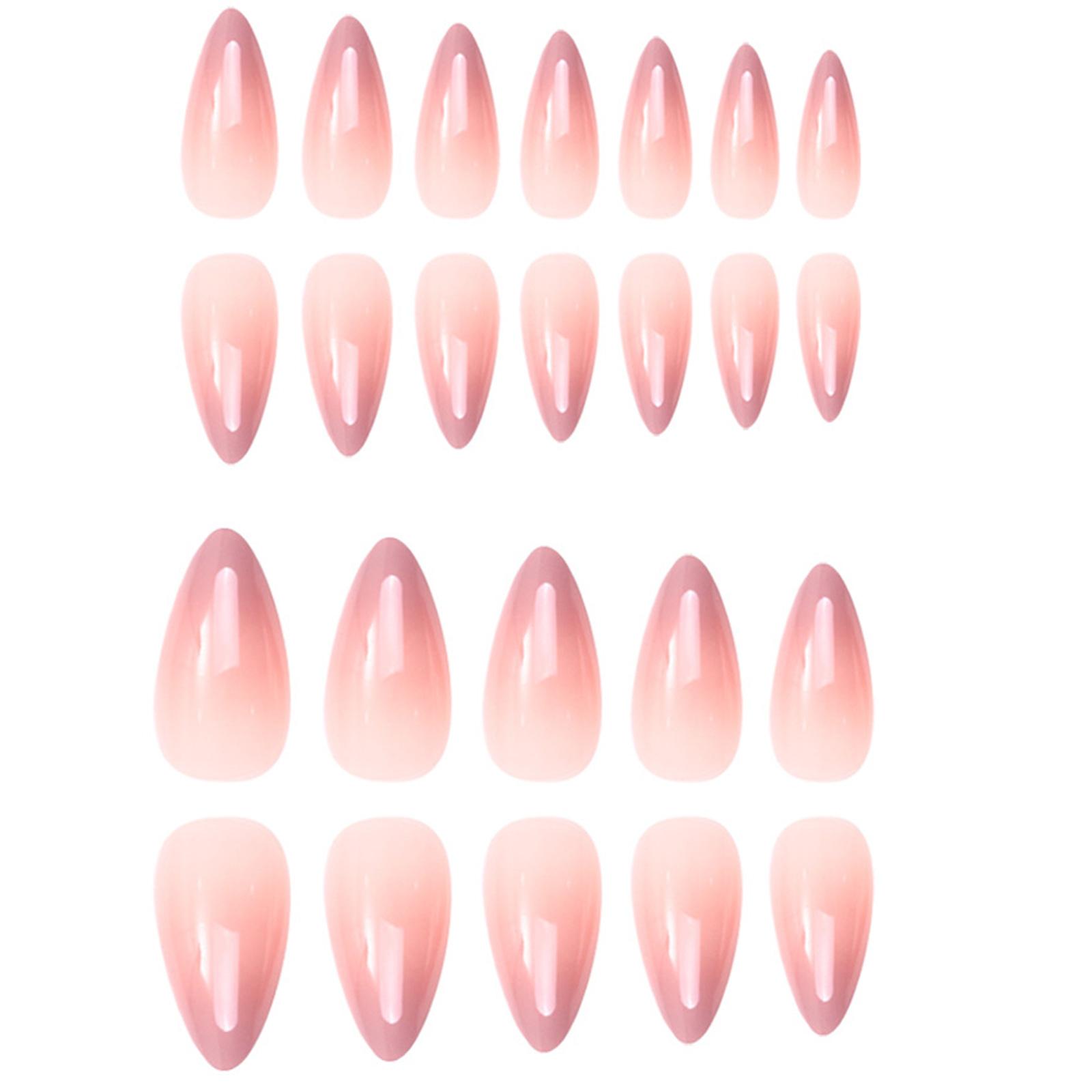 

Шикарные длинные овальные накладные ногти, набор из 24 штук, розово-белые градиентные акриловые накладные ногти на все сезоны