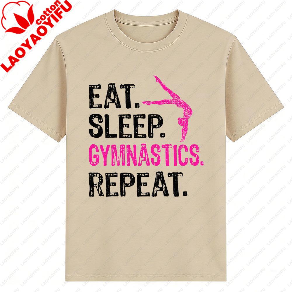 Eat Sleep Gymnastics Repeat Gymnastics Player Graphic T Shirts Gift Gymnastics Enthusiasts Aathletes Unisex Shirt Men Clothing