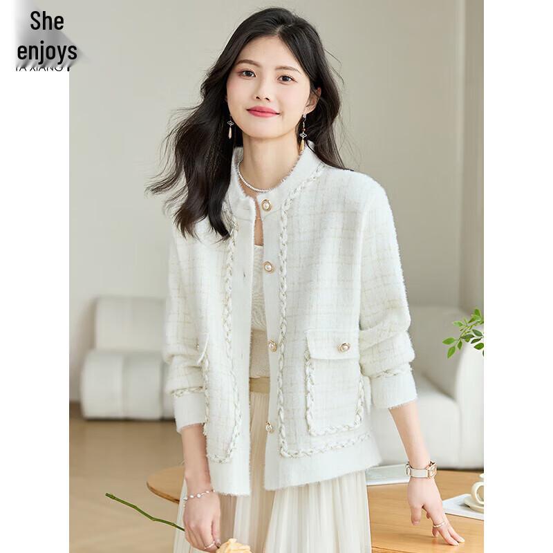 

Women s French Chic Plaid Short Cardigan L (One Size)