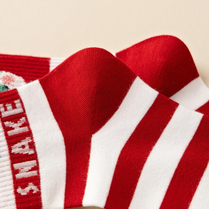 1 Pair Cartoon Snake Year New Year Striped Crew Socks Soft Cotton Chinese Zodiacs Ankle Socks for Festives Celebrations