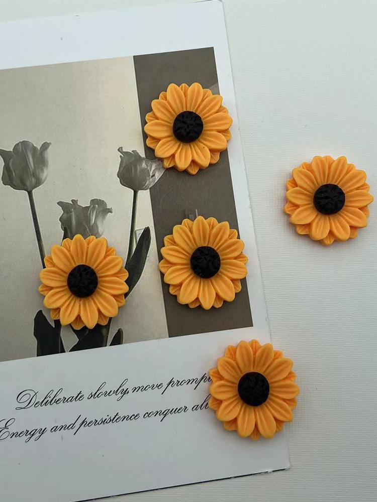 

5 шт. Магнит-подсолнух из смолы, прочный магнит для кухни и холодильника/органайзер для офиса, подходит для праздничных подарков и домашнего декора