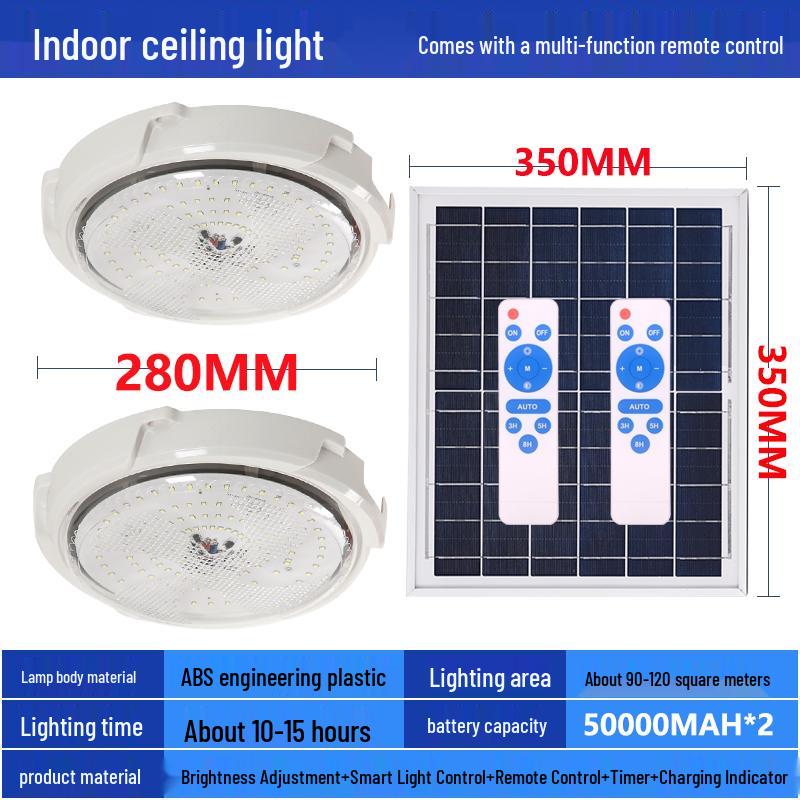 LED Solar Ceiling Light for Bedrooms, Living Rooms, Indoor and Courtyard Spaces - One-to-Two/Three/Four/Five/Seven Light Options