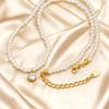 Pearl Beaded Pendant Necklace Stainless Steel 18K PVD Gold Plated Waterproof Tarnish Free Sun Shell Heart Zircon Choker Jewelry