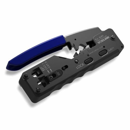 VCELINK GJ671BL RJ45 Crimping Tool, LAN Connector Crimping Pliers, for DIY LAN Cables, CAT5/CAT6/CAT7 Through-Type RJ45 Connectors, Compatible with RJ