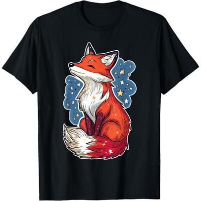 Cute Fox Forest Animals Stars Fox T-Shirt(4)