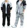 Crianças meninos bloco de cores sweatsuit outfit zip-up com capuz moletom jaqueta calças terno casual crianças roupas para a primavera outono