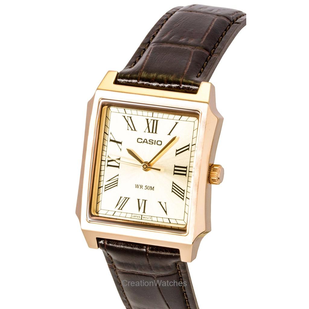 Casio Analog Leather Strap Gold Dial Quartz MTP-B190RGL-9BV Men's Watch