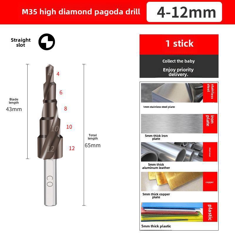Universal Spiral Tower Reamer Stainless Steel Drill Bit - Ideal for Iron, Aluminum, & Metal Hole Opening.