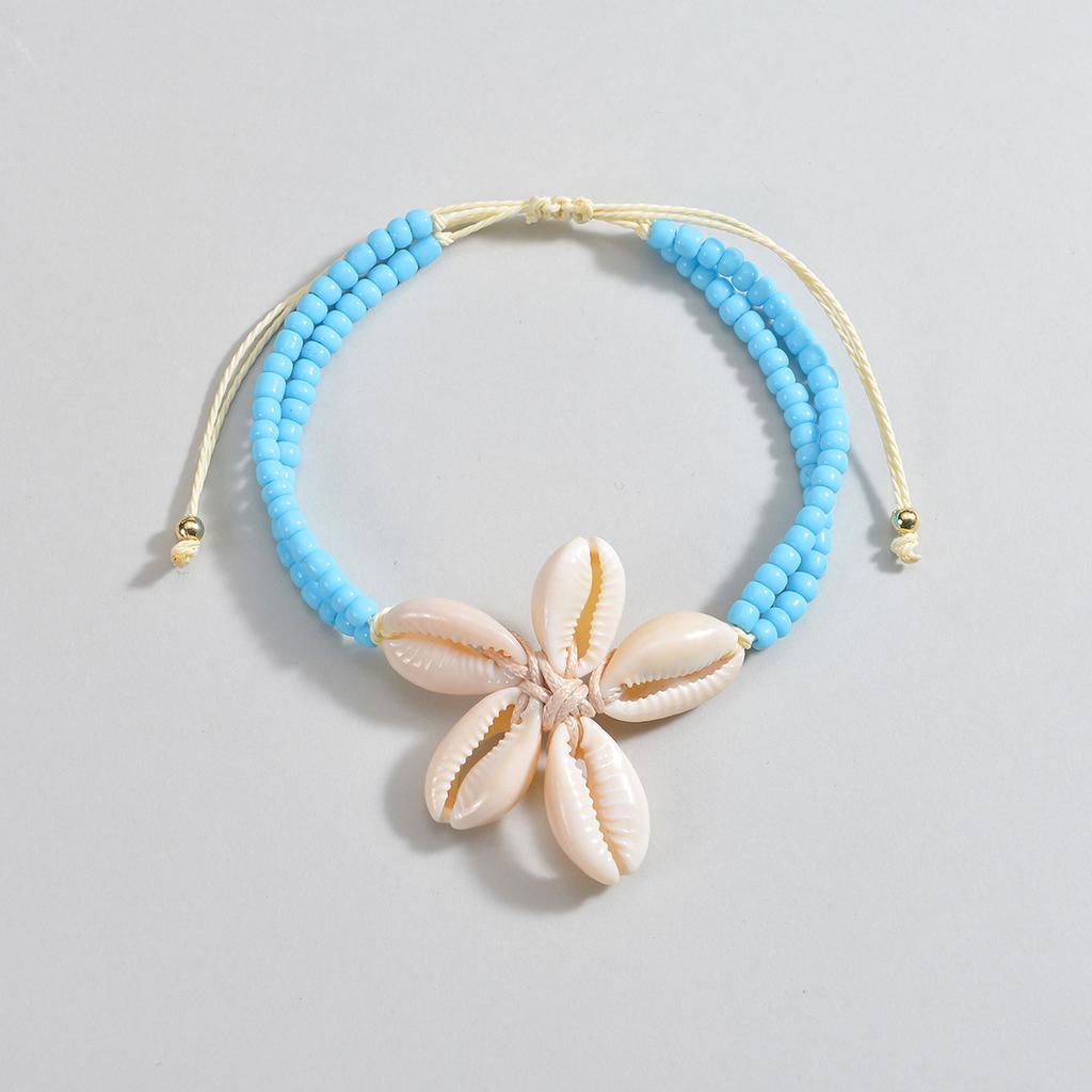 Bohemian Style Rice Beads Anklets for Women Five Shell Flower Anklet Bracelect Party Beach Jewelry Collar Girls Feet Chain