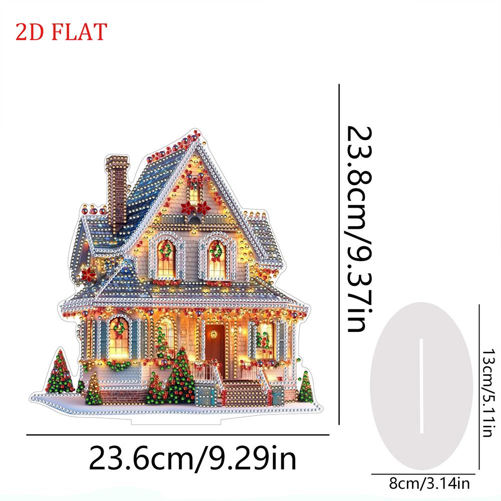 2D/Flat Xmas House DIY Diamond Painting Tabletop Ornaments Kit Table Top Diamond Painting Ornament Kits Desktop Diamond Art Kits
