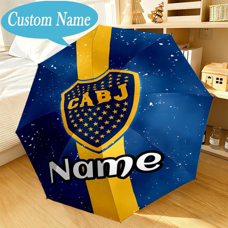 Custom Name Umbrella Juniors FC Emblem Umbrella 8-Frame for Travel, Camping, Casual Lightweight Portable, Essential for Family Gifts