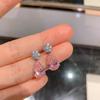 Huabi Jewelry Korean version ins tide simulation pink diamond water drop pendant water drop stud earring set 8 * 12