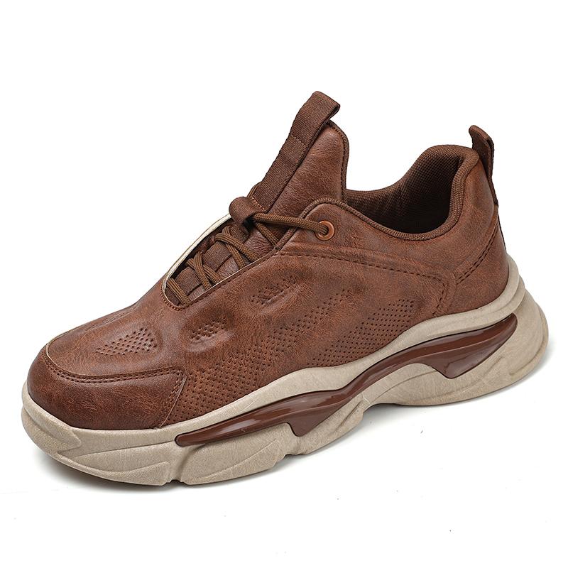 

Мода 2024 года, мужская обувь в стиле японского карадзюку в корейском стиле, модная уличная одежда, повседневные черные кожаные туфли на толстой платформе, мужские кроссовки на шнуровке 44 коричневый