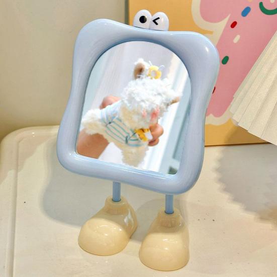 Desk Mirror with Standing Legs Square Frame with Eyes Desktop