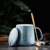 400ml New Product European Style Light Luxury Gold-painted Ceramic Coffee Mug with Lid Spoon Water Cup Cartoon Totoro Mug