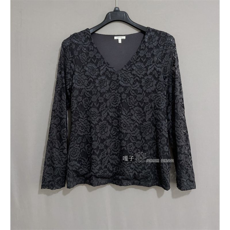 

Экспорт США Одежда больших размеров для женщин Осенняя одежда Футболка с V-образным вырезом и длинными рукавами Кружевная рубашка Рубашка Кружевная блузка с V-образным вырезом Black 4X