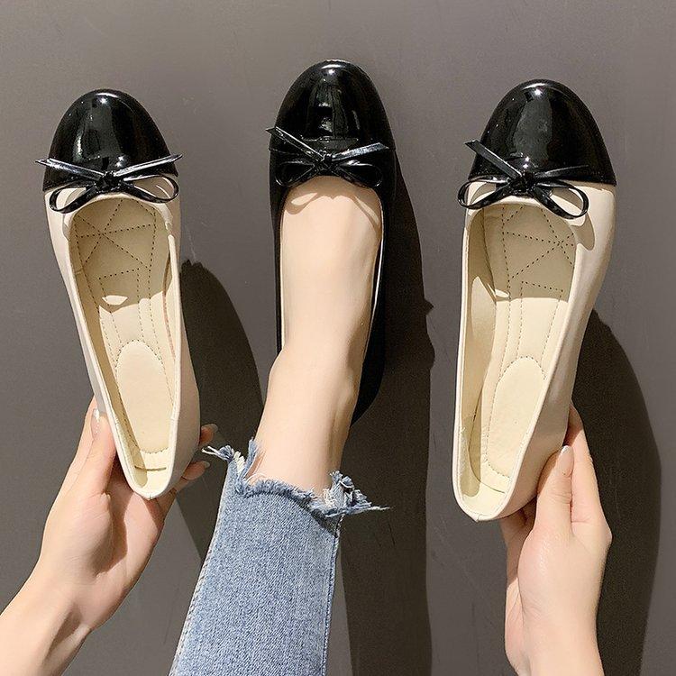 Spring Fashion Round Toe Flat Shoes Casual Leather Shoes Plus Size Women's Casual Bow Tie Women's Singles Shoes