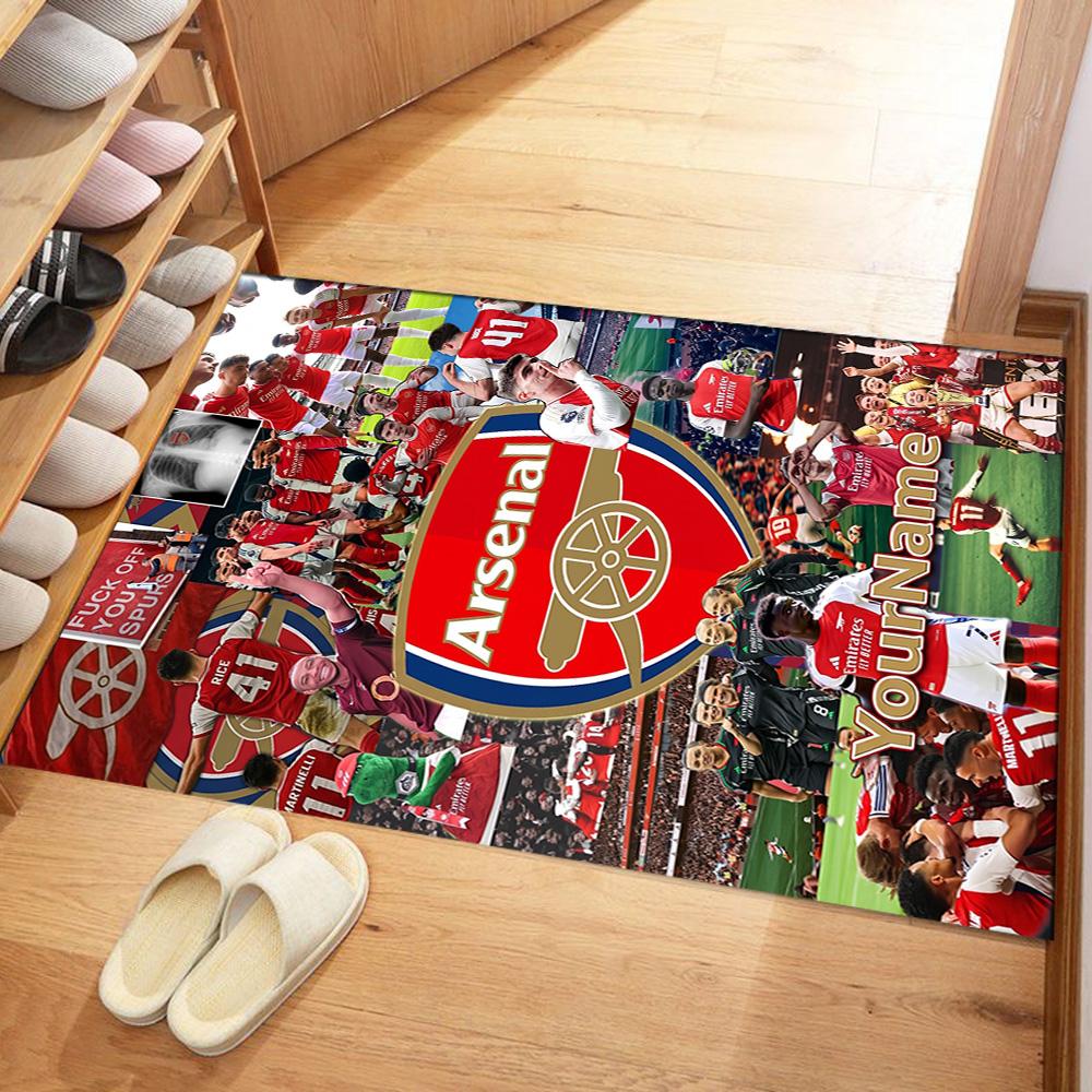 Arsenal Customize Your Name Floor Rug Office Rug Design for Outdoor Balcony Foyer Playrooms Anti-slip Rug Anime Office Decor