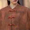 Johnature Women Vintage Blouses Spring Chinese Style Solid Color Shirts Stand Long Sleeve Button Shirts