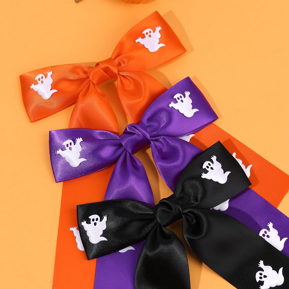 2Pcs Halloween Ghost Bow Hair Clips Cartoon Ghost Hairpins Spooky Bownot Barrette For Girls Children Gothic Headwear Accessories