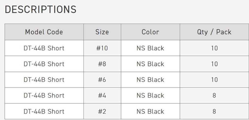 Vanfook DT-44B Treble Hook Short Shank Size 8 (1621)