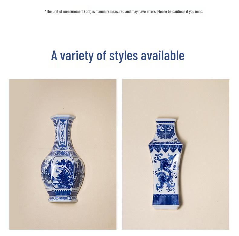 Modern Chinese Ceramic Wall Hanging Vase for Hallway or Hotel Corridor Decor