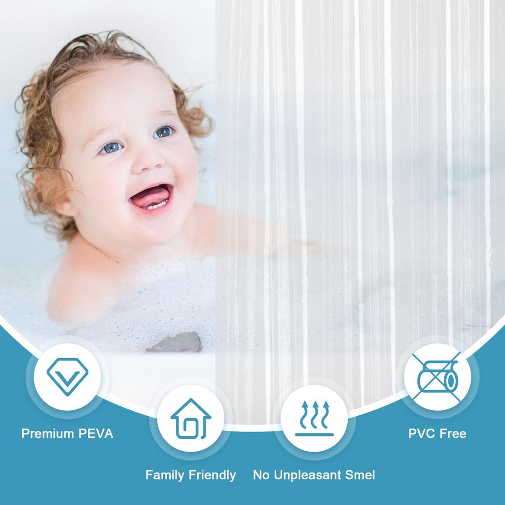 Clear Shower Curtain PEVA Waterproof Partition Curtains Heavy Duty Premium Liner with Hooks Bathroom Decoration Accessories