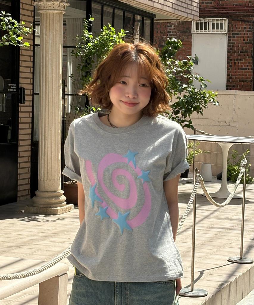 AMOU Molly Star Half T-Shirts Gray