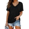 New Solid Color V-neck Short Sleeved Women's T-shirt Fashionable Casual T-shirt