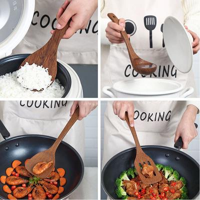 Unelte de Bucătărie din Lemn Tigaie Antiaderentă Lopată pentru Gătit Carne Lingură de Amestecare Polonic pentru Supă Polonic Spatulă pentru Orez