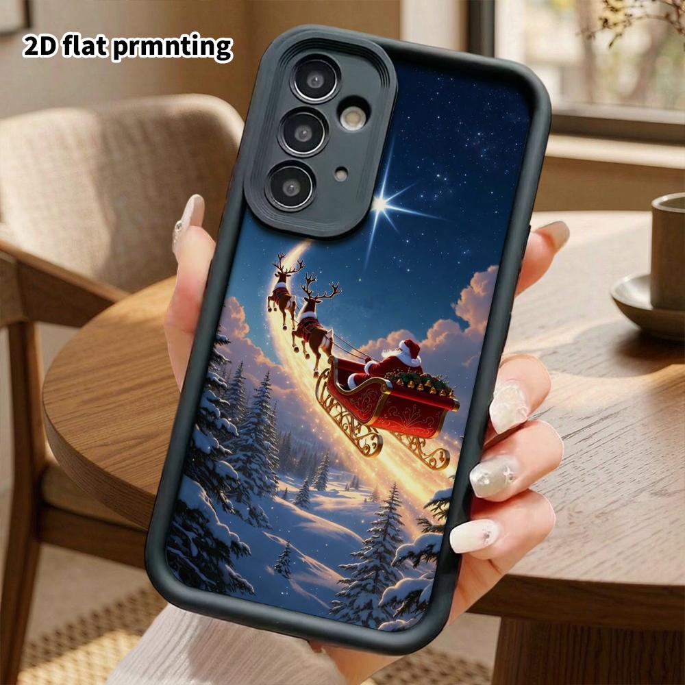 Phone Case: 2D Flat Samsung Galaxy A34 A35 M05 M06 S20 S22 S21 FE Plus 5G Step-style Protective Case, Santa's Sleigh, Christmas and Halloween Gifts