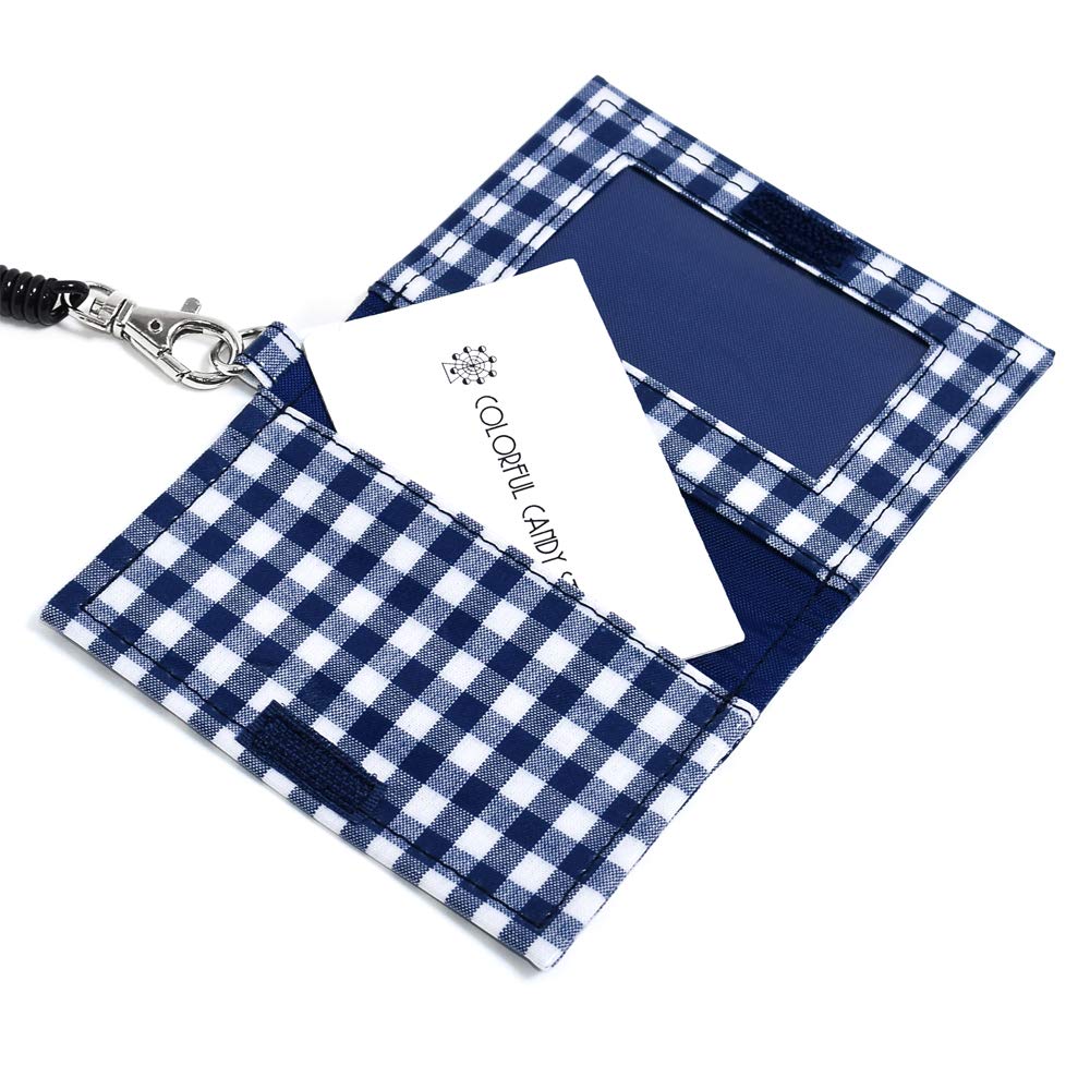 COLORFUL CANDY STYLE Pass with Coil Chain Large Navy Pocket Tissue Case, Unisex, Children's, Train, Bifold, Hook, Check, Blue, N5913200-NVL2511