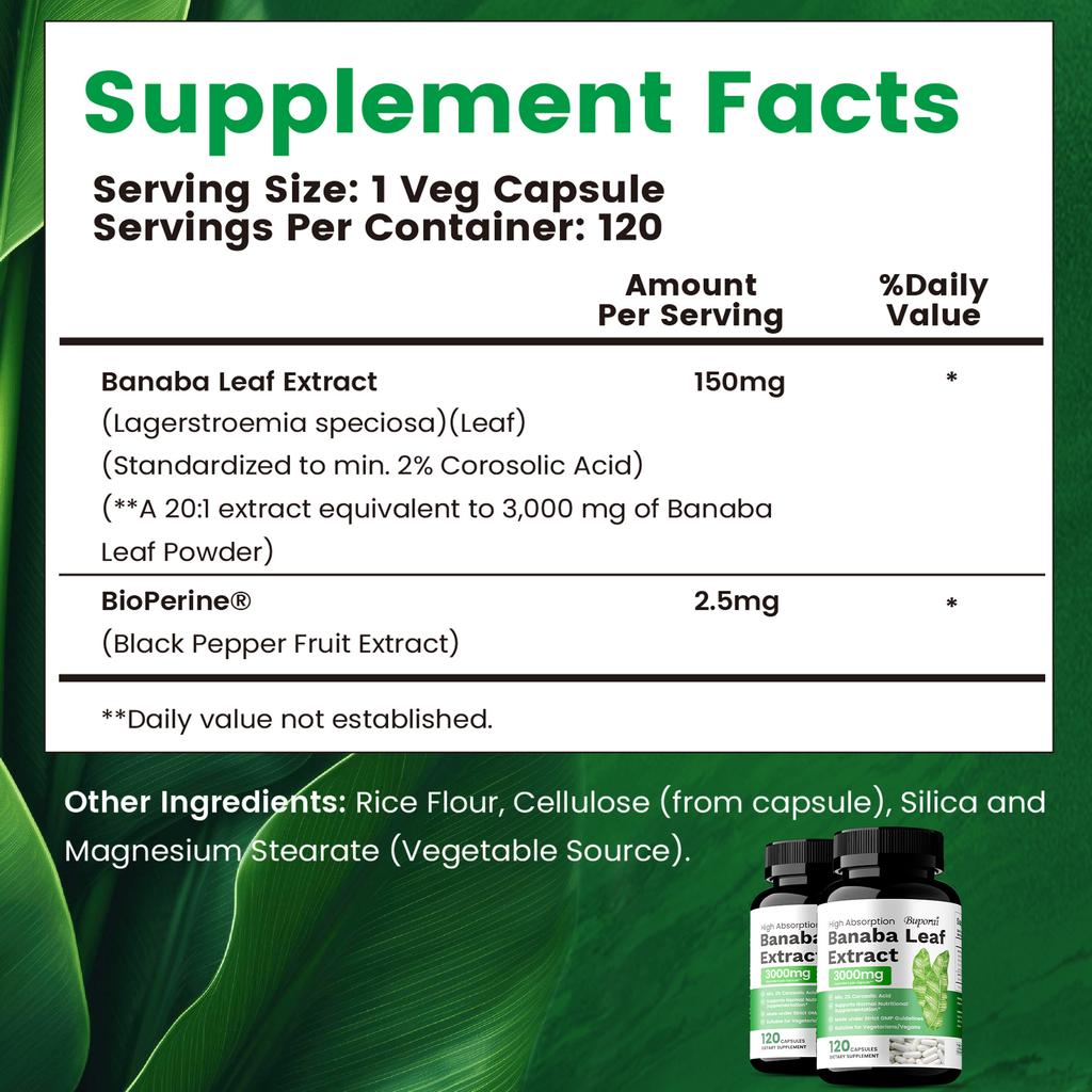Buporai Barnabas Leaf Dietary Supplement, containing barnabas leaf extract, 3000mg high content, for daily nutritional supplementation