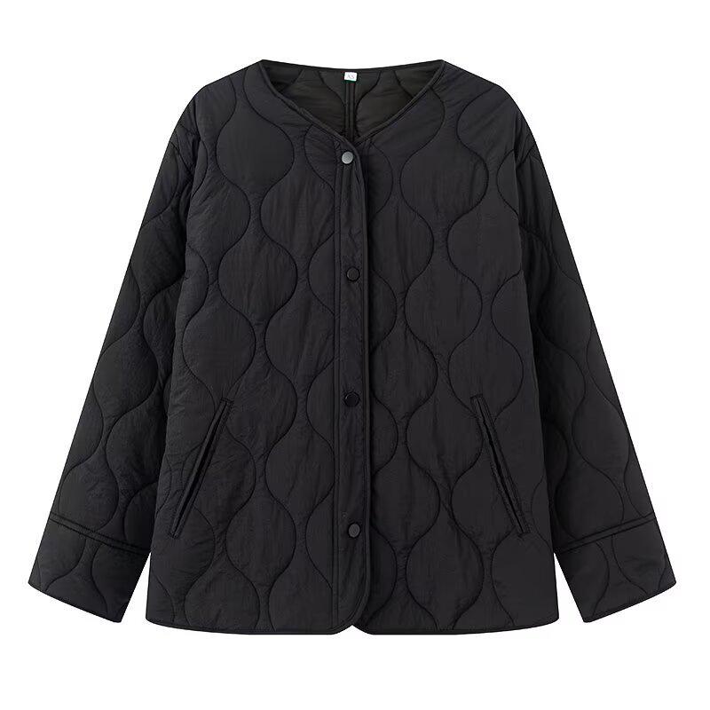 

Европейская и американская женская куртка с хлопковой подкладкой в двух тонах, ранняя весна 2025 Large чёрный