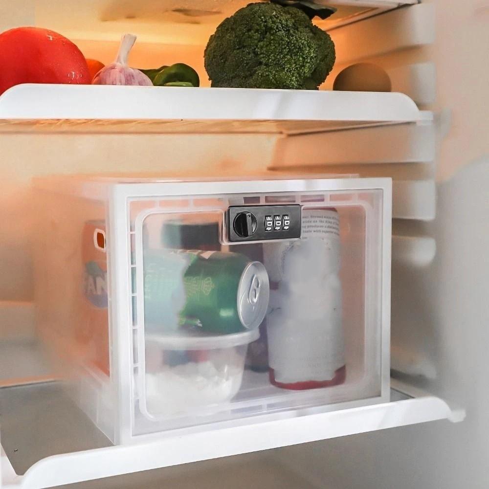 Large Capacity Clear Locking Box Transparent Combination Lock Box  Fridge Organization