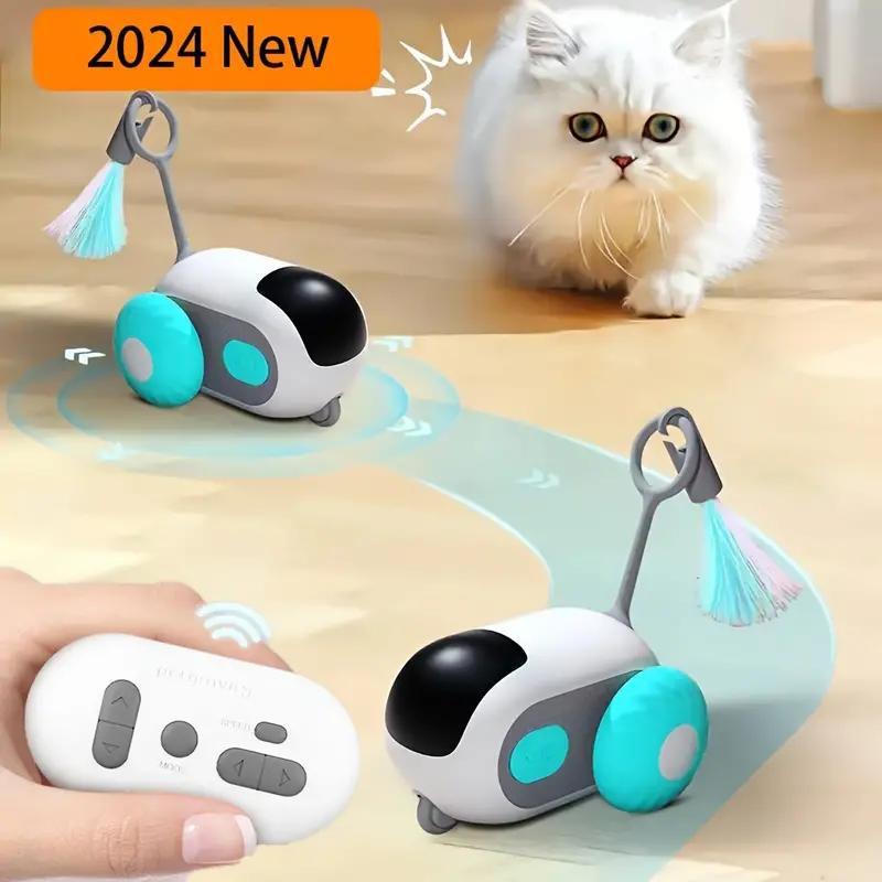 Interactive Funny Remote Control Car Smart Teaser Rotate Cat Toys Automatic Intelligent Rolling Remote Control Dual Mode